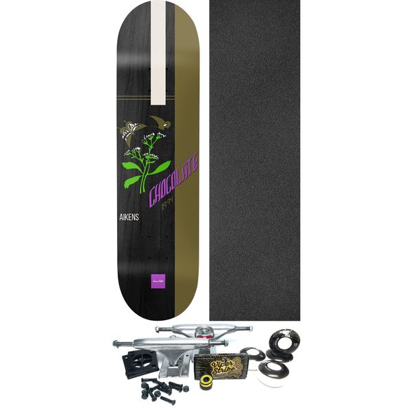 Chocolate Skateboards Carlisle Aikens Vintage Burn Skateboard Deck - 8" x 31.875" - Complete Skateboard Bundle